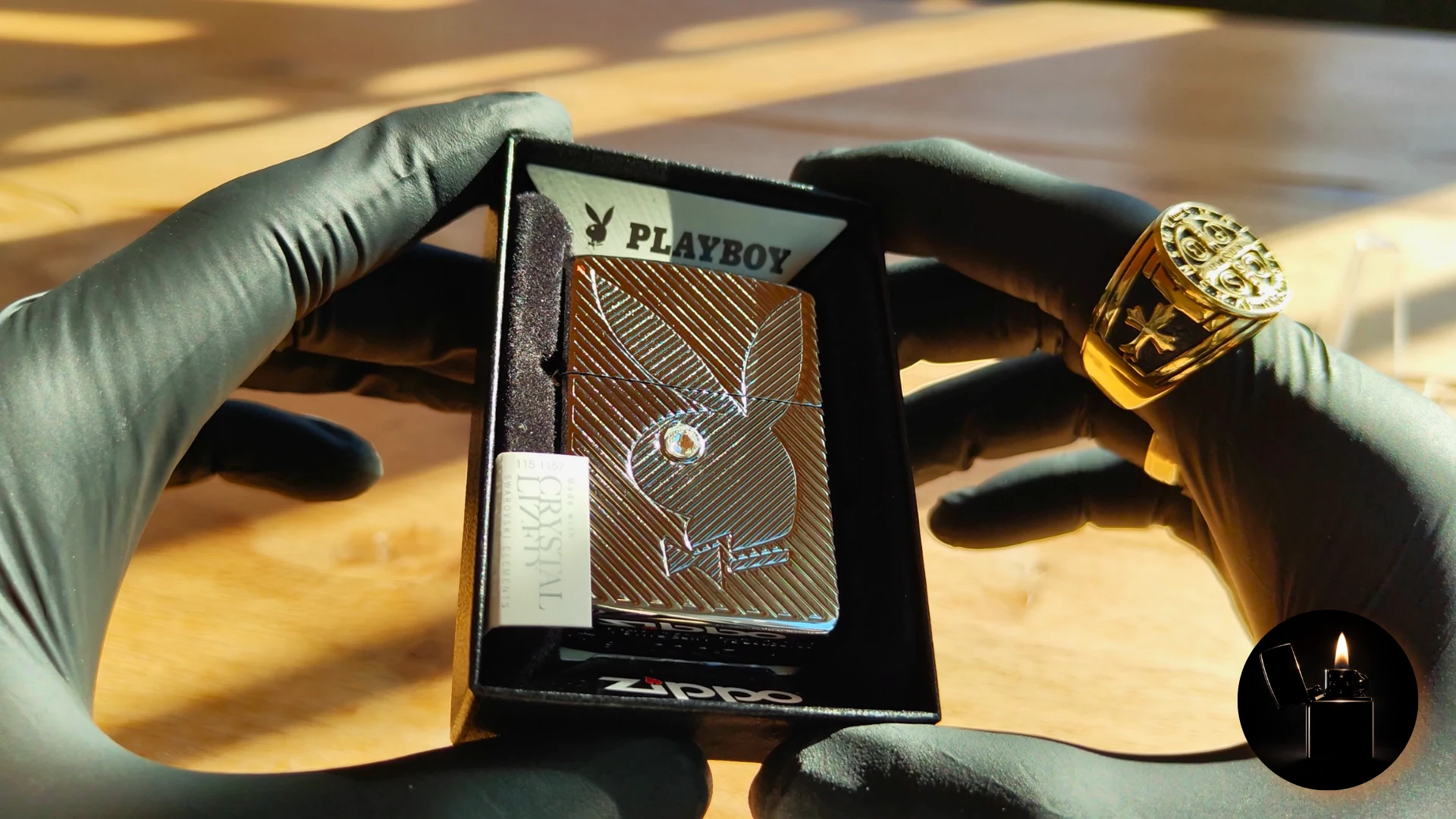 Zippo Playboy Bunny Head Crystal Armor 28963 front view