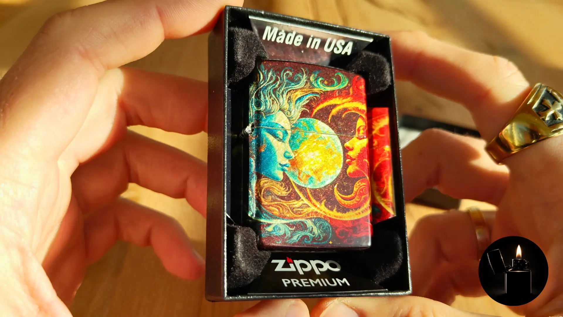 Zippo Spiritual Sun and Moon Design 46563 front view