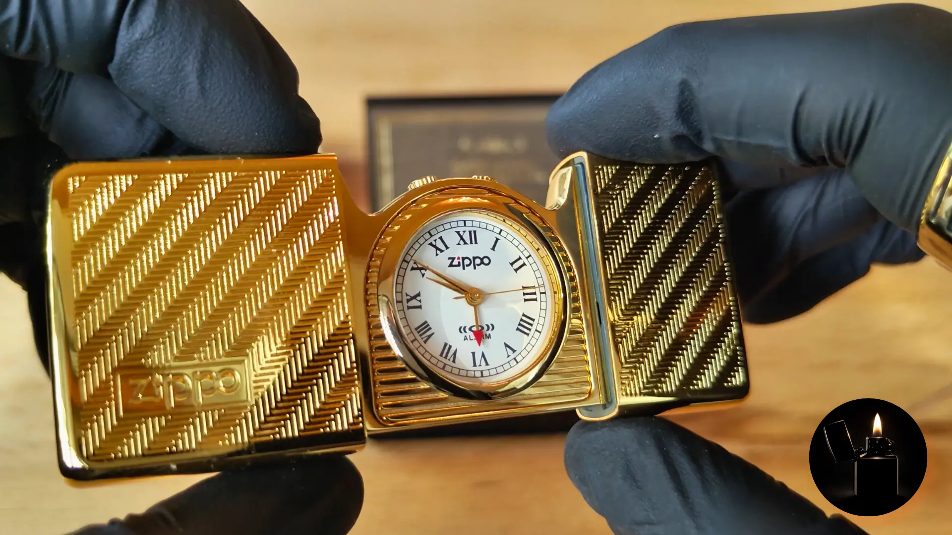Zippo Time Tank Pocket Clock with Alarm TT-204 front view opened