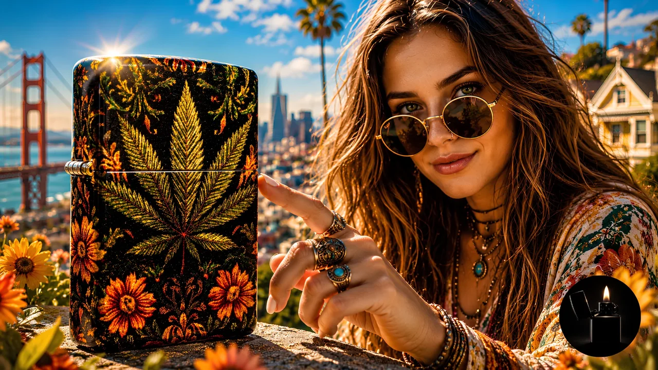Zippo Leaf & Flowers Design Cannabis Tapestry 47139