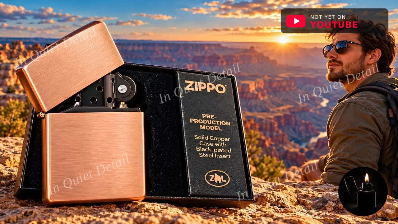 Zippo Regular Solid Copper with Black Insert Pre-Production Model 48107